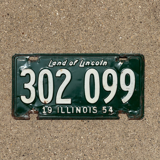 Photo of a 1954 Illinois License Plate Auto Tag Garage Decor Vintage 302 099