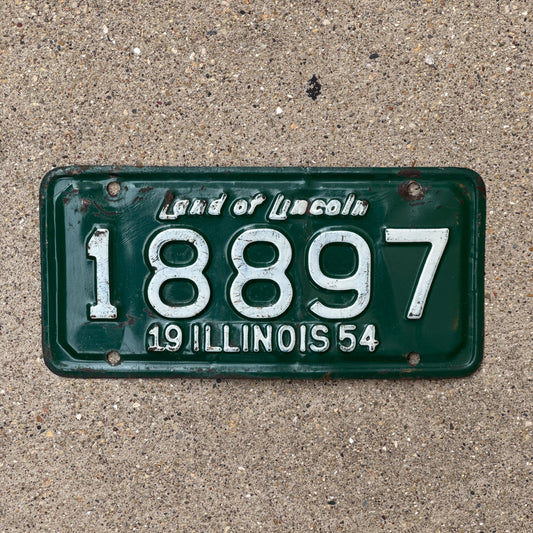 Photo of a 1954 Illinois Motorcycle License Plate Auto Tag Garage Decor Vintage 18897
