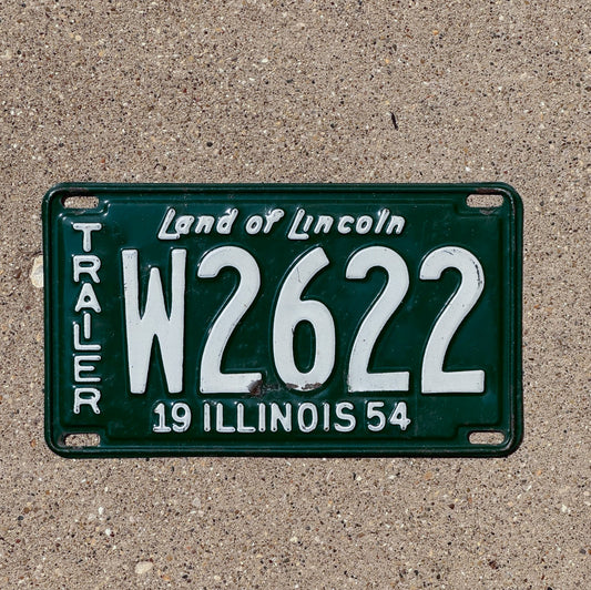 Photo of a 1954 Illinois Trailer License Plate Auto Tag Garage Decor Vintage W 2622 with original patina