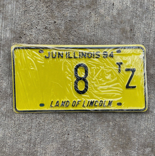 Photo of a 1954 Illinois Truck Tractor License Plate Auto Tag Garage Decor Vintage Low Number Single Digit 8 TZ with original patina