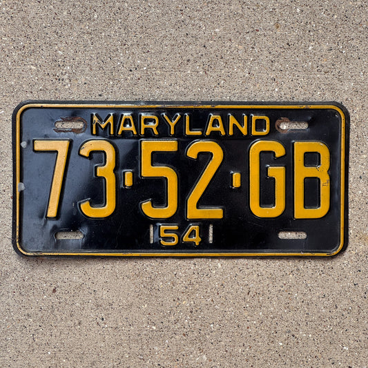 Photo of a 1954 Maryland Truck License Plate Auto Tag Garage Decor Vintage 7352 GB