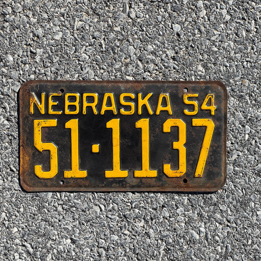 Photo of a 1954 Nebraska License Plate Auto Tag Garage Decor Vintage 51 1137