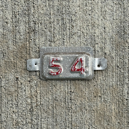Photo of a 1954 New Jersey Tab License Plate Auto Tag Garage Decor Vintage 1436570 with original patina