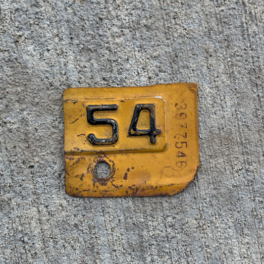Photo of a 1954 New York Tab License Plate Auto Tag Garage Decor Vintage 3977546 with original patina