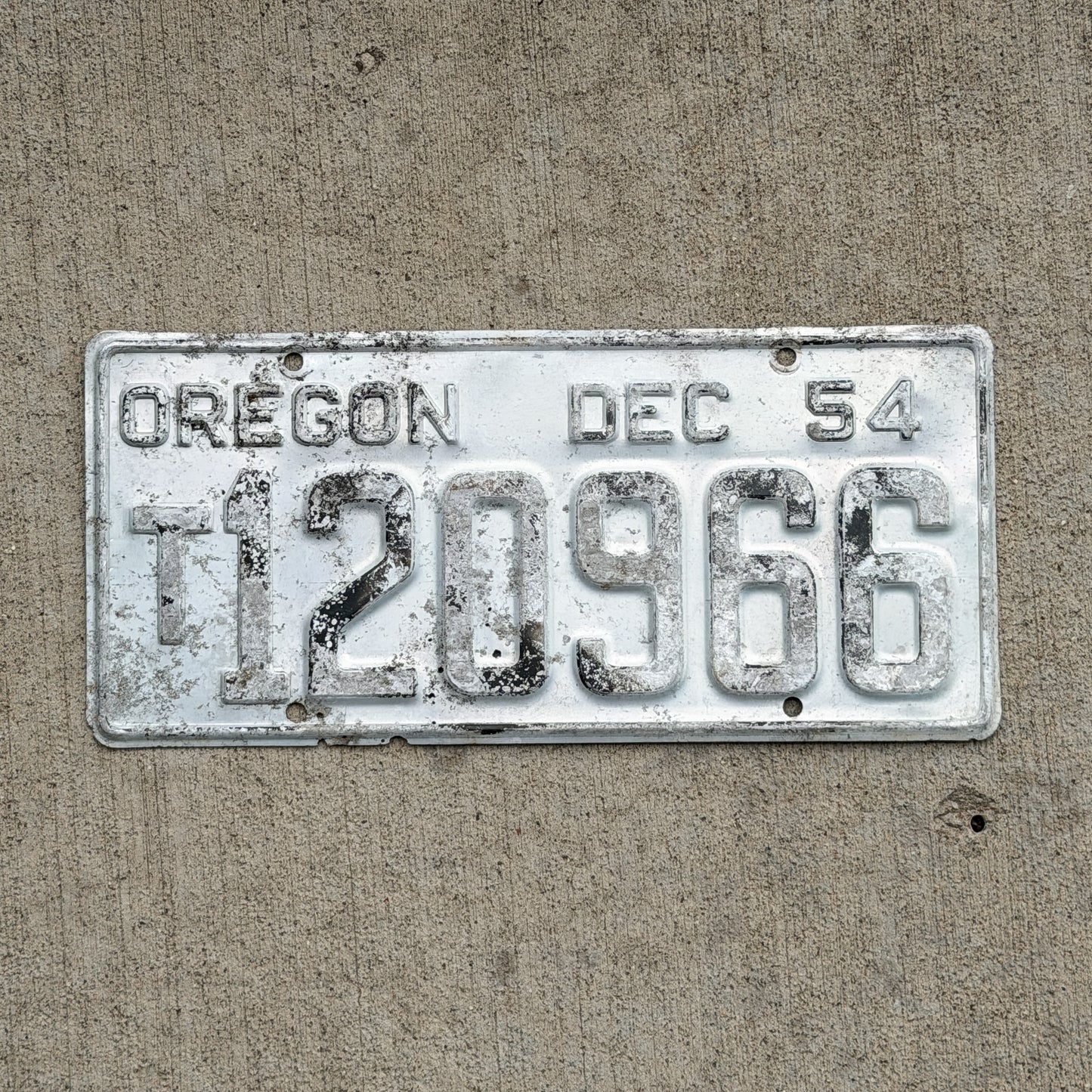 Photo of a 1954 Oregon Truck License Plate Auto Tag Garage Decor Vintage T 120966 with original patina