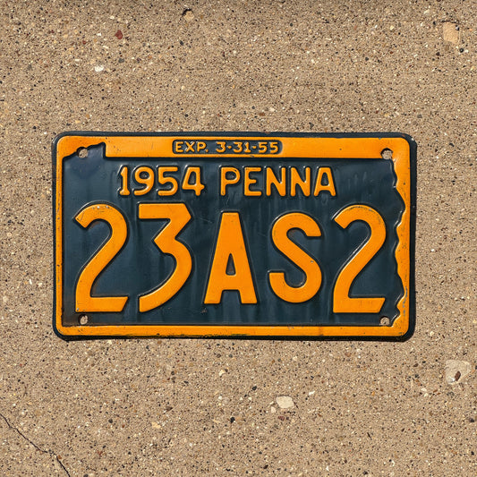 Photo of a 1954 Pennsylvania License Plate Auto Tag Garage Decor Vintage 23 AS 2