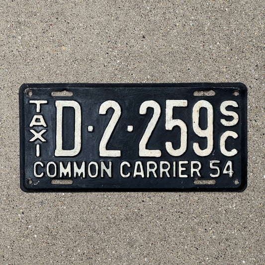 Photo of a 1954 South Carolina Taxi License Plate Auto Tag Garage Decor Vintage D 2 259