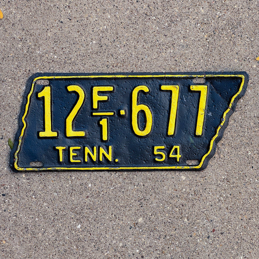 Photo of a 1954 Tennessee Farm License Plate Auto Tag Garage Decor Vintage State Shape 12 F1 677