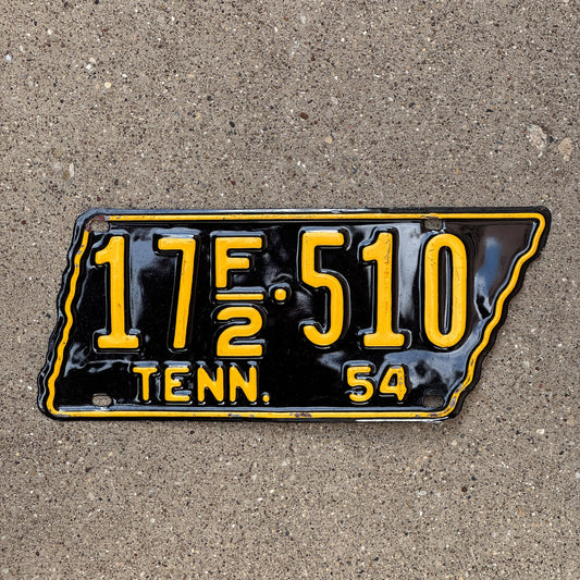 Photo of a 1954 Tennessee Farm License Plate Auto Tag Garage Decor Vintage State Shape 17 F2 510
