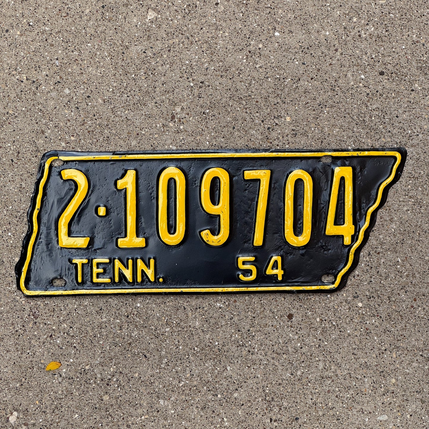 Photo of a 1954 Tennessee License Plate Auto Tag Garage Decor Vintage State Shape 2 109704