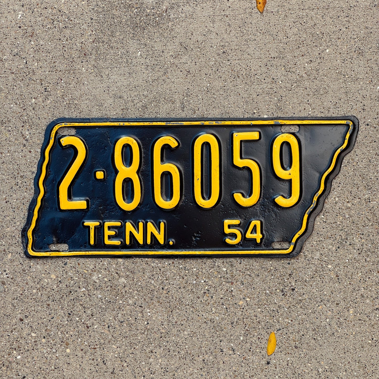 Photo of a 1954 Tennessee License Plate Auto Tag Garage Decor Vintage State Shape 2 86059
