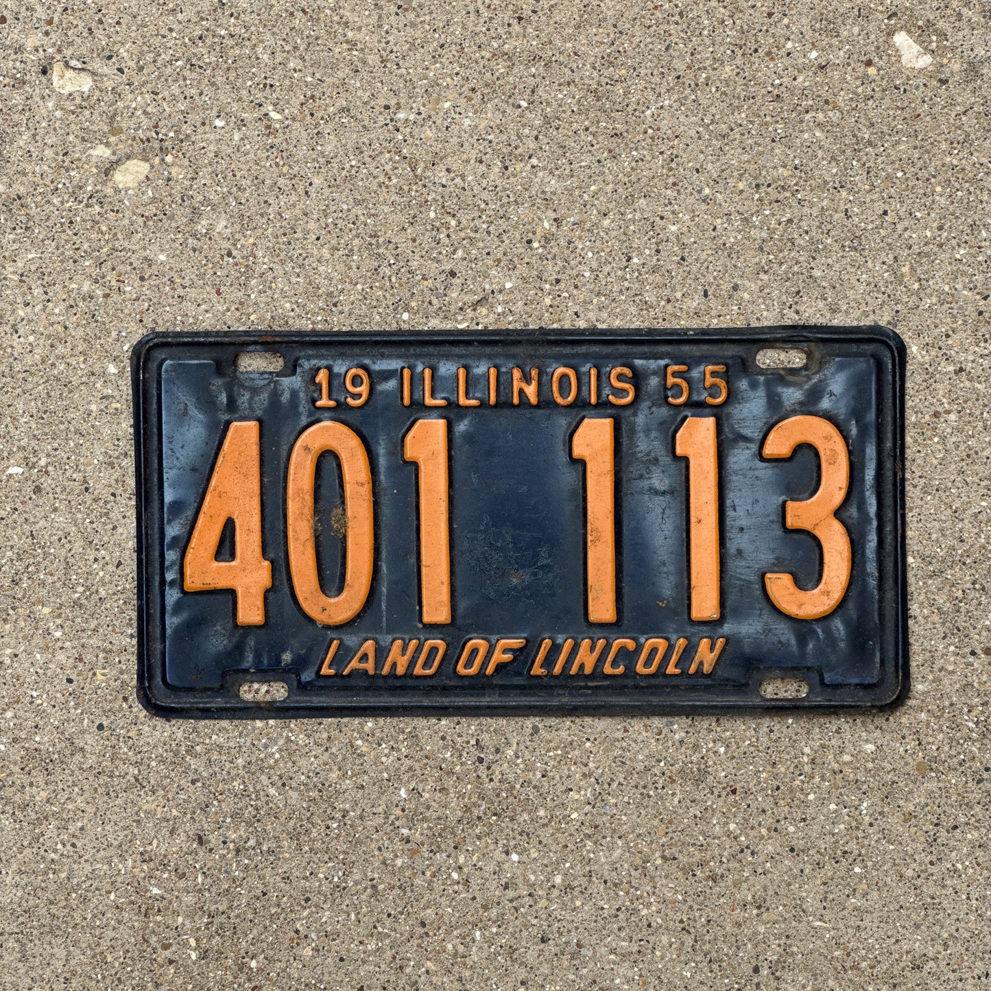 Photo of a 1955 Illinois License Plate Auto Tag Garage Decor Vintage 401 113