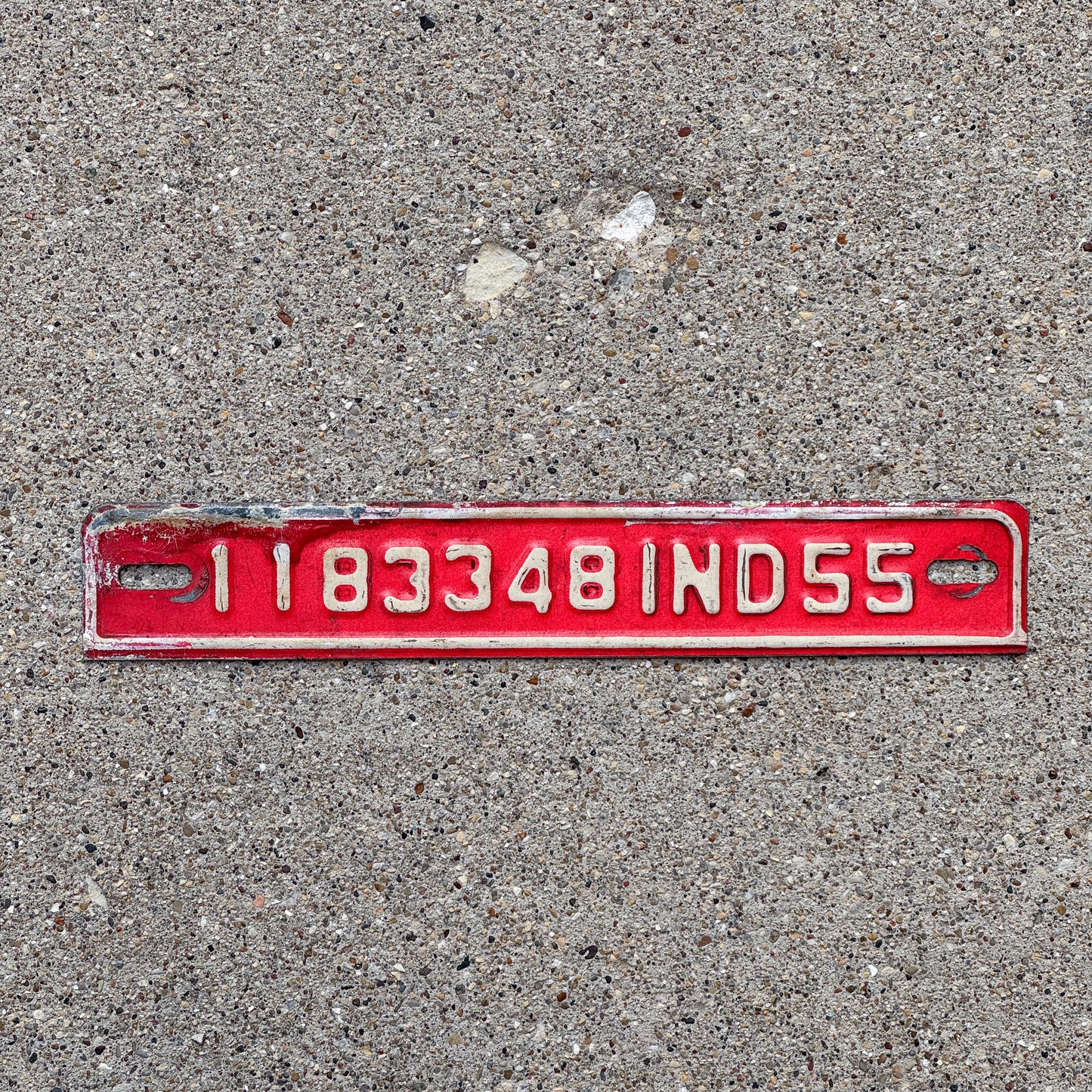 Photo of a 1955 Indiana Tab License Plate Auto Tag Garage Decor Vintage 1183348 with original patina