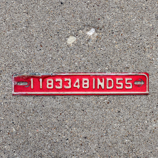 Photo of a 1955 Indiana Tab License Plate Auto Tag Garage Decor Vintage 1183348 with original patina