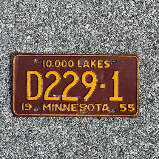 Photo of a 1955 Minnesota Dealer License Plate Auto Tag Garage Decor Vintage D229 1