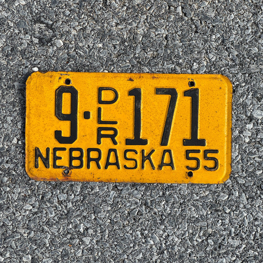 Photo of a 1955 Nebraska Dealer License Plate Auto Tag Garage Decor Vintage 9 171