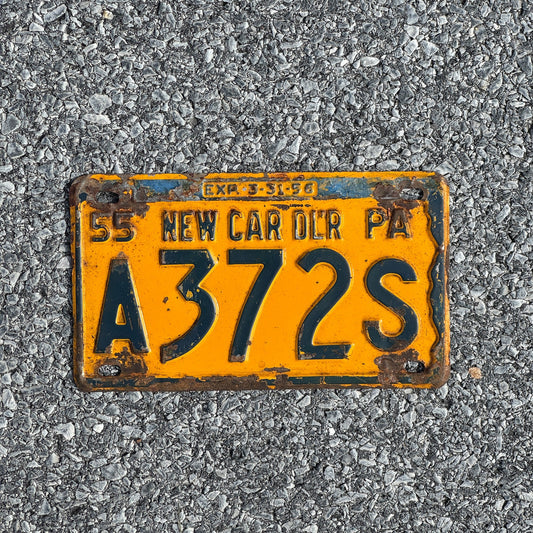 Photo of a 1955 Pennsylvania New Car Dealer License Plate Auto Tag Garage Decor Vintage A372S