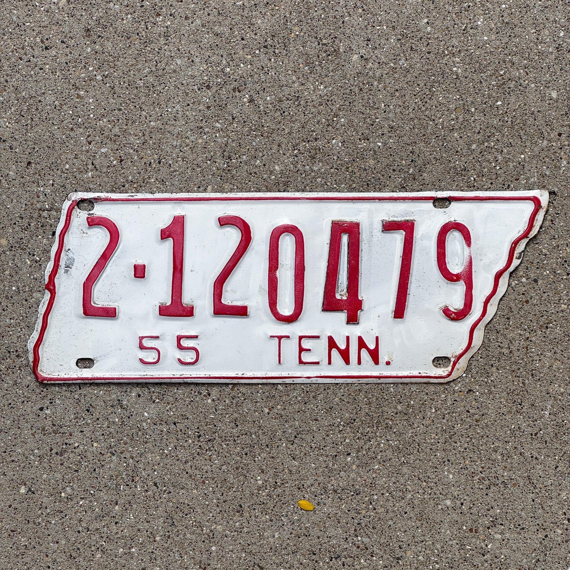 Photo of a 1955 Tennessee License Plate Auto Tag Garage Decor Vintage State Shape Long Version 2 120479