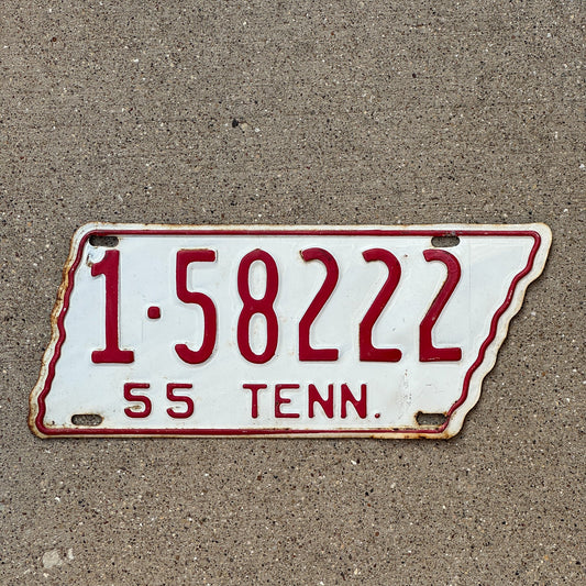 Photo of a 1955 Tennessee License Plate Auto Tag Garage Decor Vintage State Shape Repeat Repeating 1 58 222