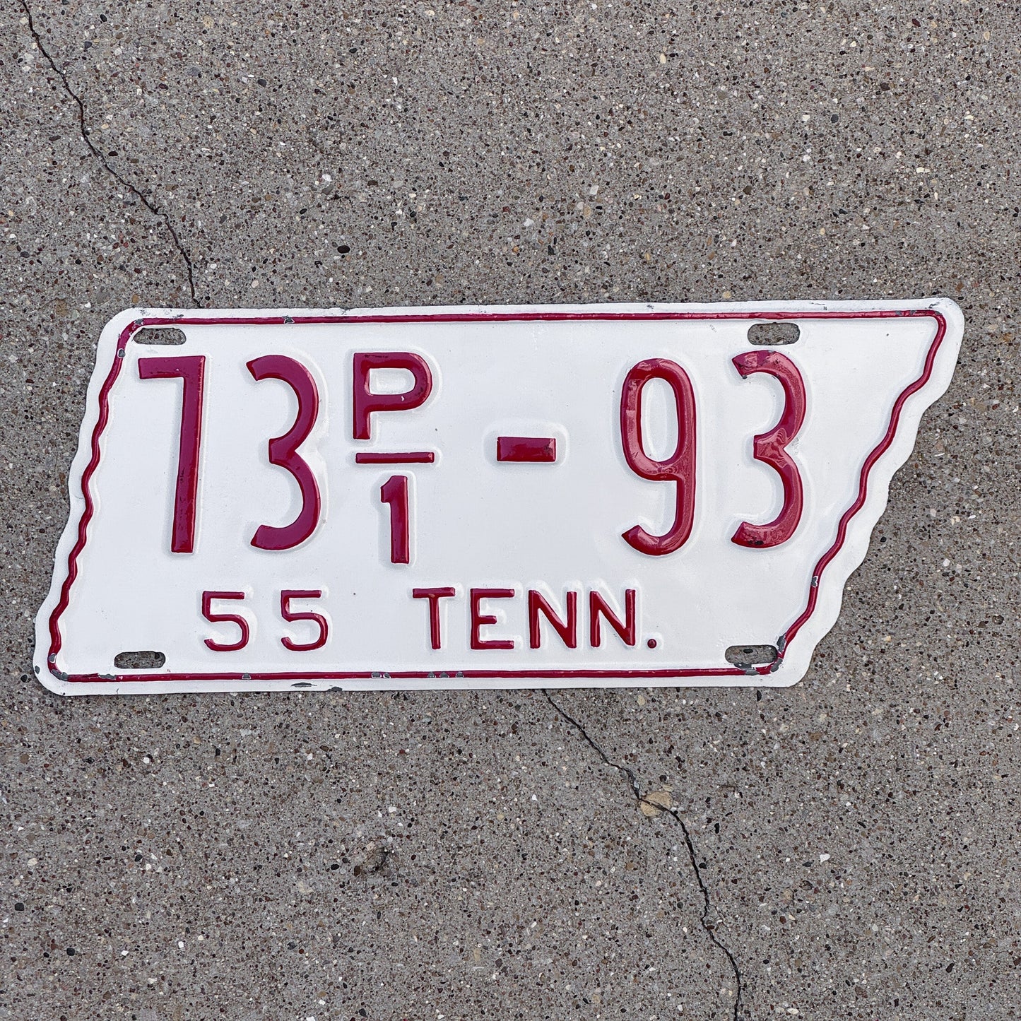 Photo of a 1955 Tennessee Truck License Plate Auto Tag Garage Decor Vintage State Shape 73 P1 93