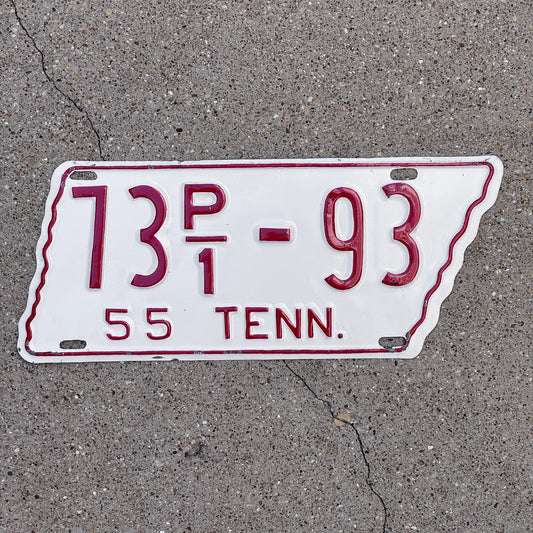 Photo of a 1955 Tennessee Truck License Plate Auto Tag Garage Decor Vintage State Shape 73 P1 93