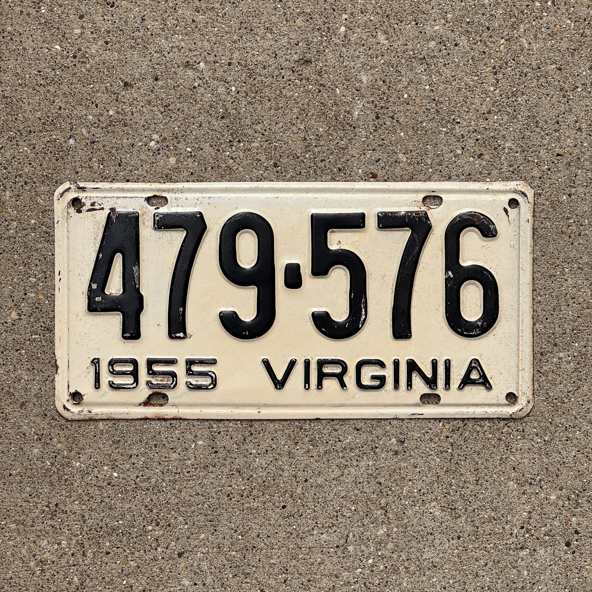 Photo of a 1955 Virginia License Plate Auto Tag Garage Decor Vintage 479 576