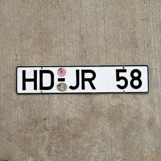 Photo of a 1956 1987 West Germany License Plate Auto Tag Garage Decor Vintage HD JR 58 with original patina