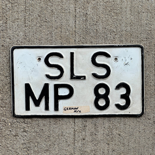 Photo of a 1956 1995 Germany Motorcycle License Plate Auto Tag Garage Decor Vintage SLS MP 83