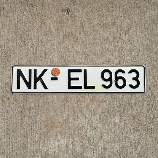 Photo of a 1956 1995 West Germany License Plate Auto Tag Garage Decor Vintage NK EL 963 with original patina