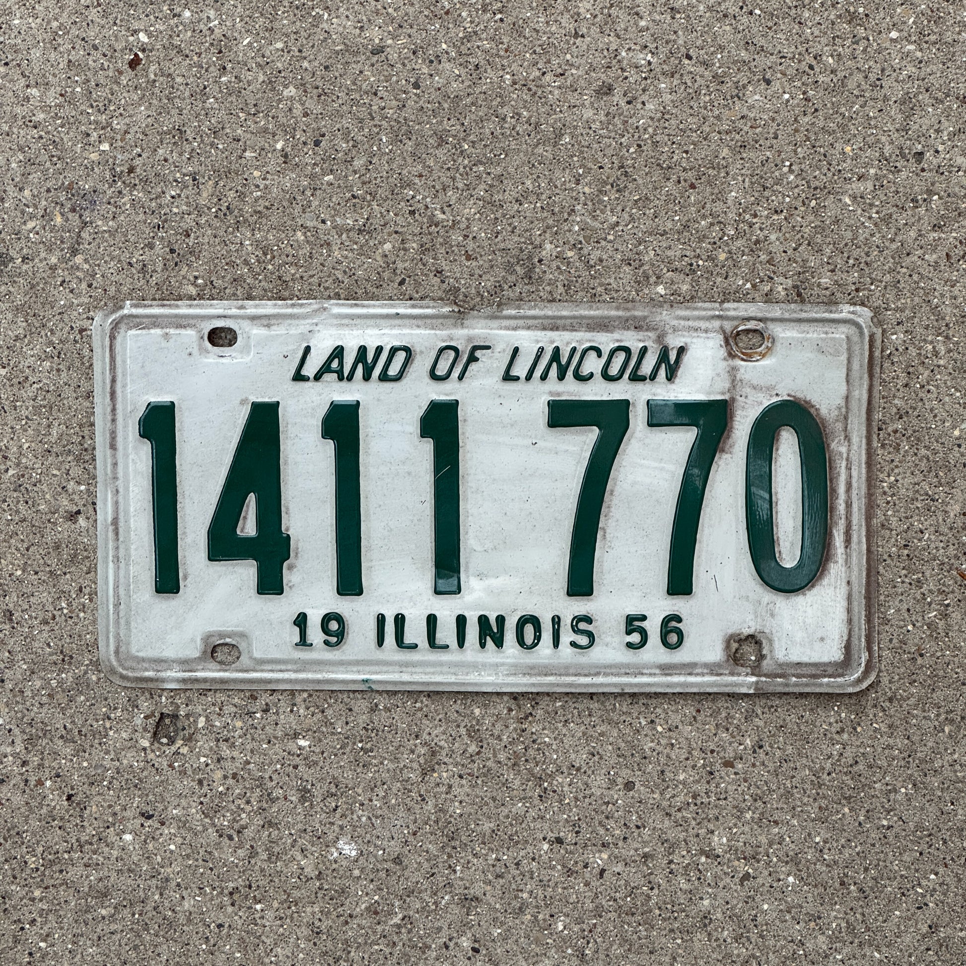 Photo of a 1956 Illinois License Plate Auto Tag 1 Vintage Garage 1 411 770 with original patina