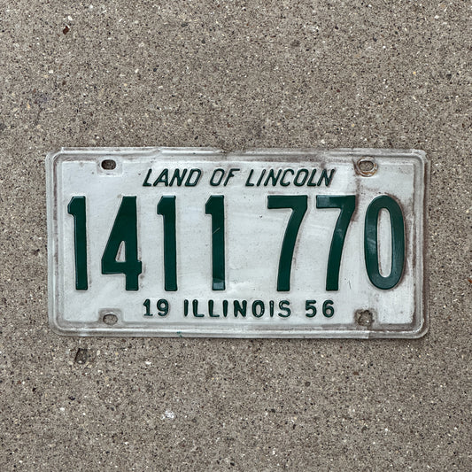 Photo of a 1956 Illinois License Plate Auto Tag 1 Vintage Garage 1 411 770 with original patina