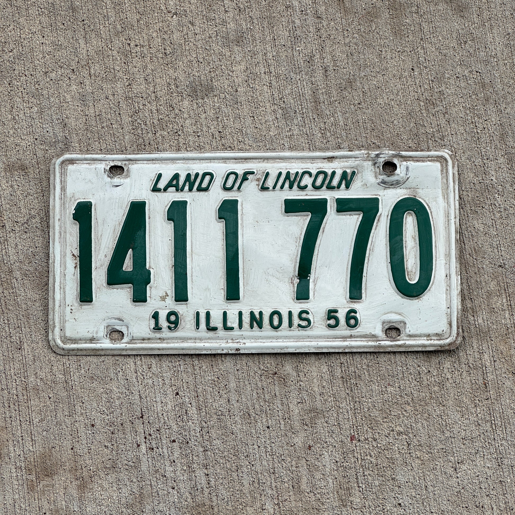 Photo of a 1956 Illinois License Plate Auto Tag 2 Vintage Garage 1 411 770 with original patina