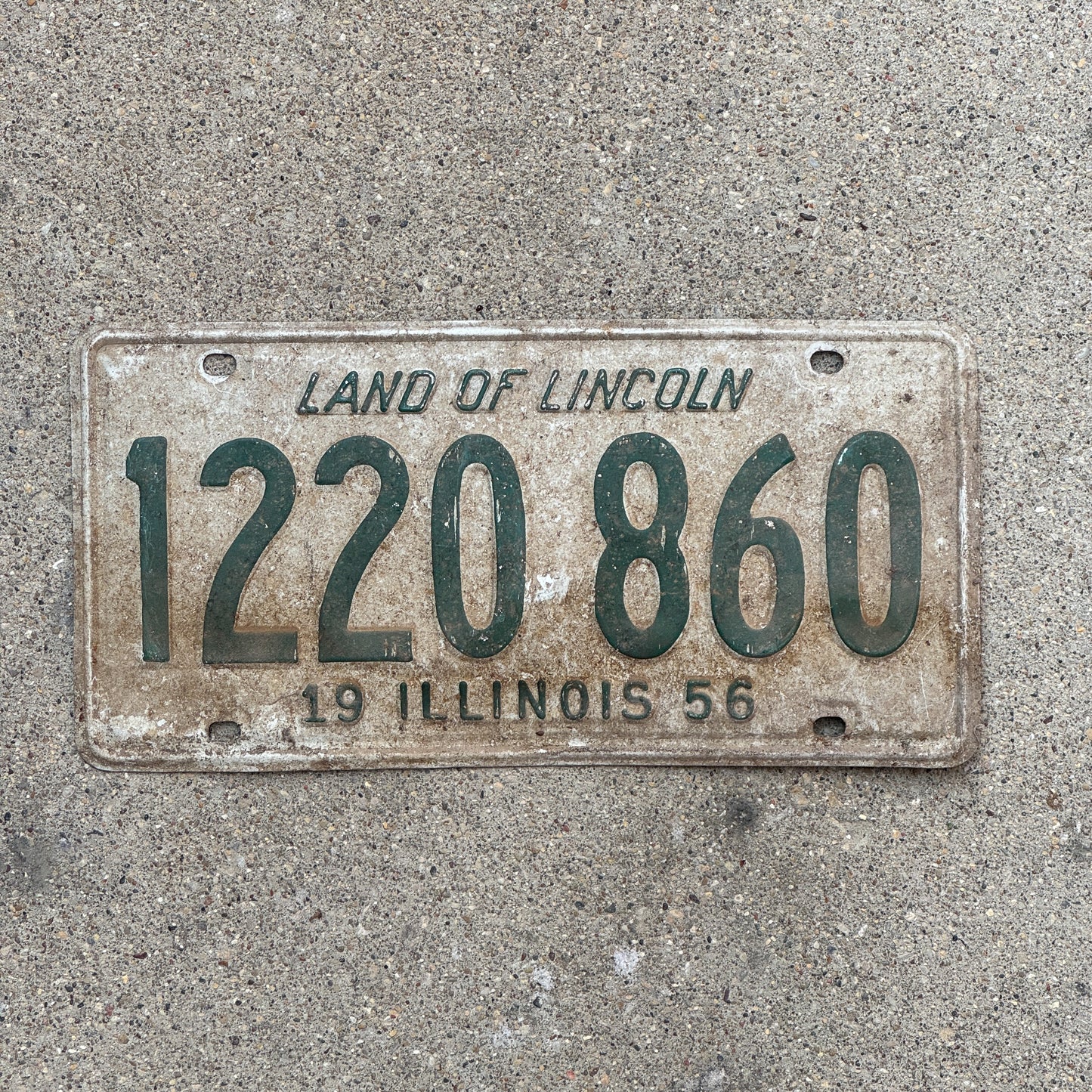 Photo of a 1956 Illinois License Plate Auto Tag Garage Decor Vintage 1 220 860 with original patina
