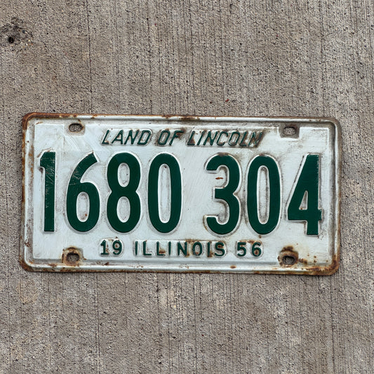 Photo of a 1956 Illinois License Plate Auto Tag Garage Decor Vintage 1 680 304 with original patina