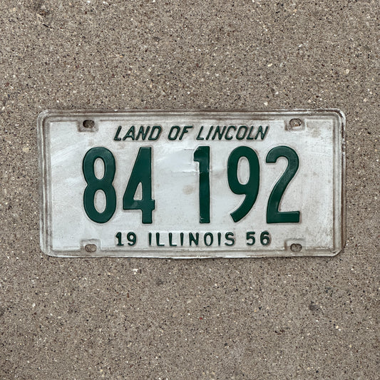 Photo of a 1956 Illinois License Plate Auto Tag Garage Decor Vintage 84 192 with original patina