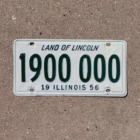 Photo of a 1956 Illinois License Plate Auto Tag Garage Decor Vintage Great Number 1900 000 with original patina