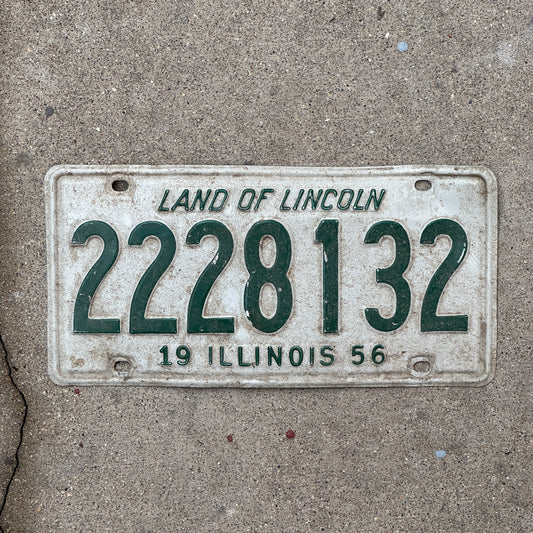 Photo of a 1956 Illinois License Plate Auto Tag Garage Decor Vintage Repeat Repeating 2 228 132 with original patina