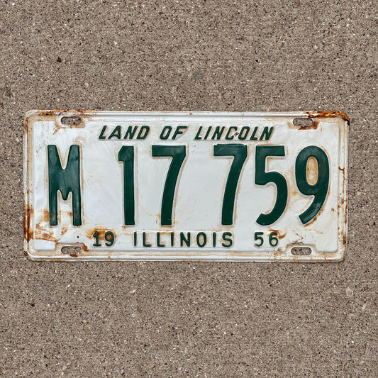 Photo of a 1956 Illinois Municipal License Plate Auto Tag 2 Vintage Garage M 17 759 with original patina