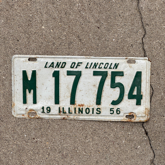 Photo of a 1956 Illinois Municipal License Plate Auto Tag Garage Decor Vintage M 17 754 with original patina
