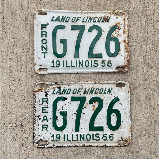Photo of a 1956 Illinois Truck License Plate Pair Auto Tag Garage Decor Vintage G 726 with original patina