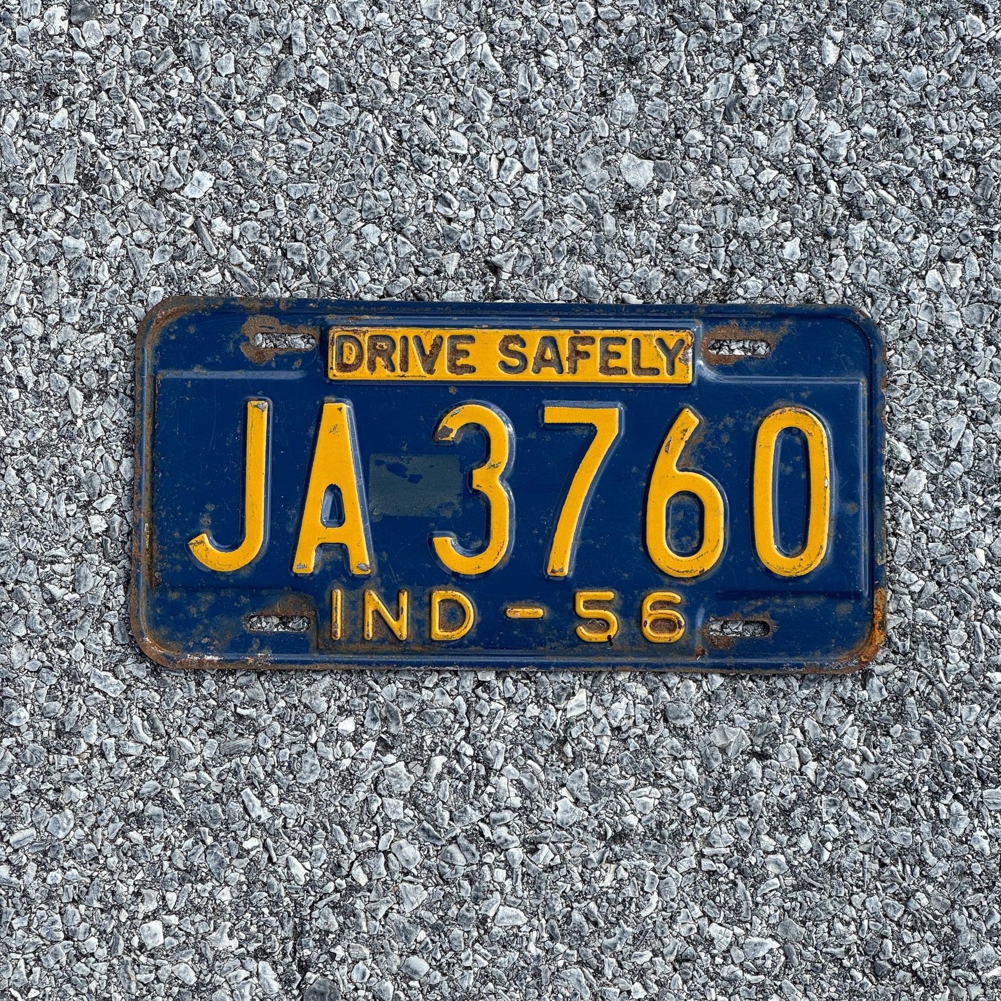 Photo of a 1956 Indiana License Plate Auto Tag Garage Decor Vintage JA3760