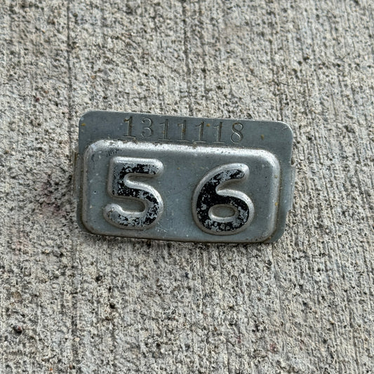 Photo of a 1956 New Jersey Tab License Plate Auto Tag Garage Decor Vintage 1311118 with original patina