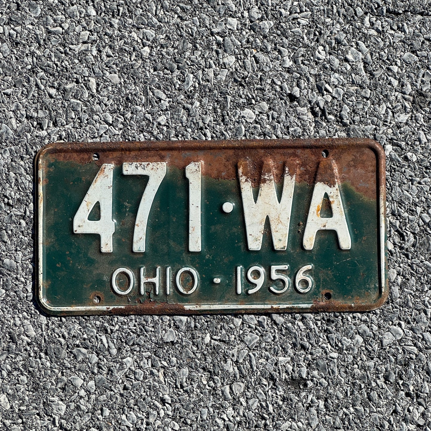 Photo of a 1956 Ohio License Plate Auto Tag Garage Decor Vintage 471 WA