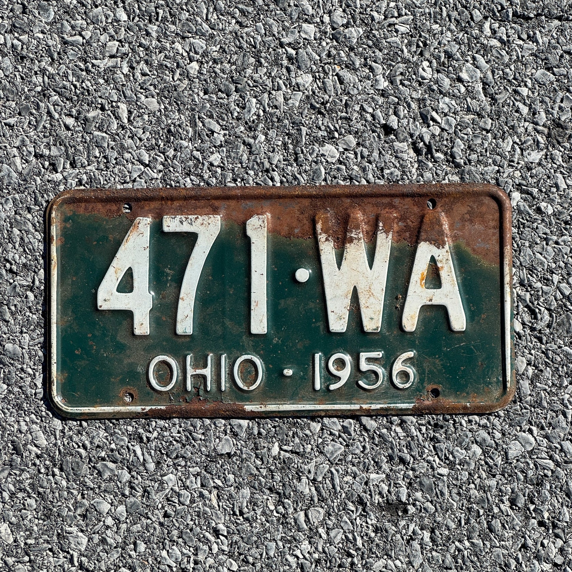 Photo of a 1956 Ohio License Plate Auto Tag Garage Decor Vintage 471 WA