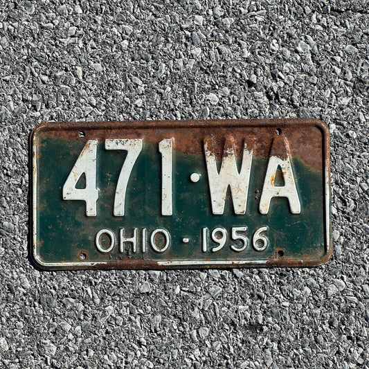 Photo of a 1956 Ohio License Plate Auto Tag Garage Decor Vintage 471 WA