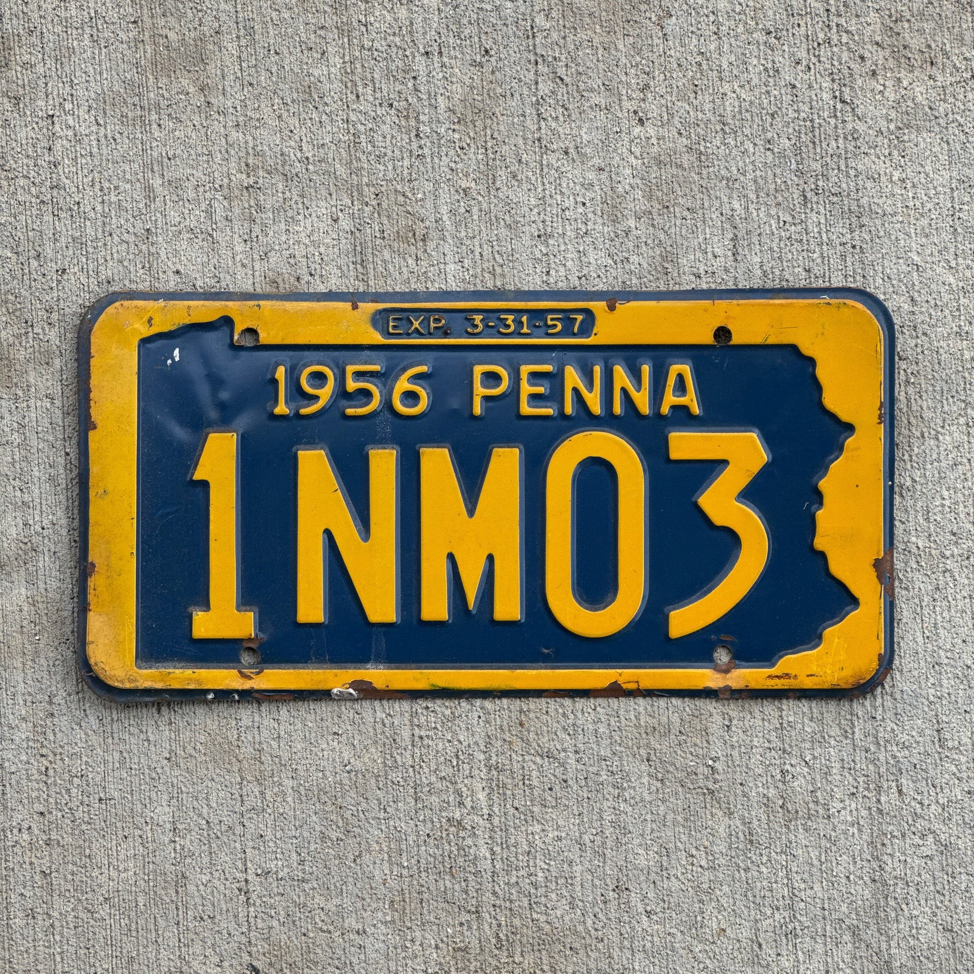 Photo of a 1956 Pennsylvania License Plate Auto Tag Garage Decor Vintage 1 NM 03 with original patina