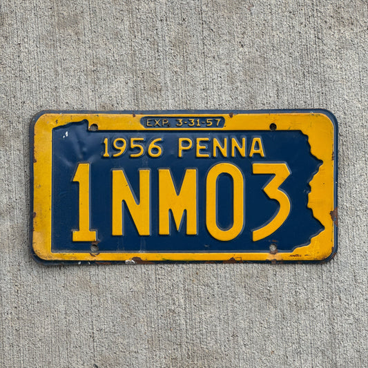 Photo of a 1956 Pennsylvania License Plate Auto Tag Garage Decor Vintage 1 NM 03 with original patina