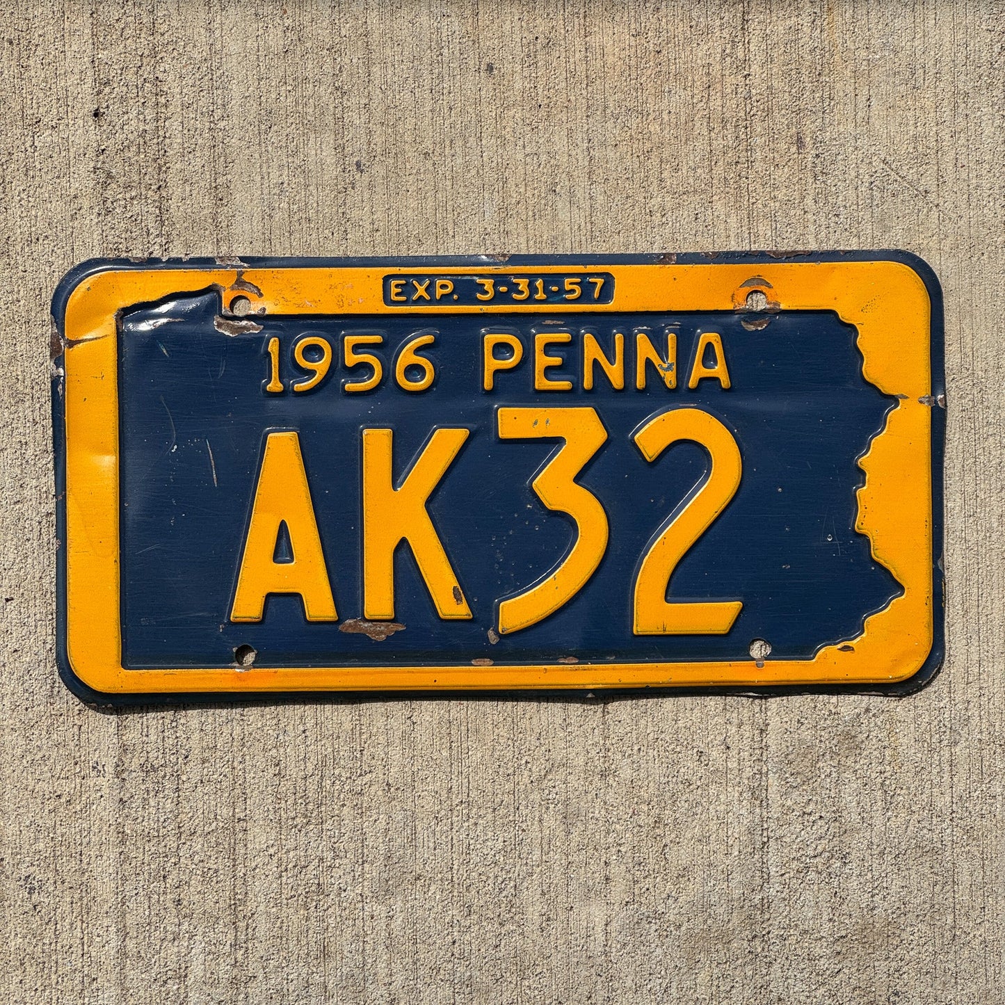 Photo of a 1956 Pennsylvania License Plate Auto Tag Garage Decor Vintage AK 32