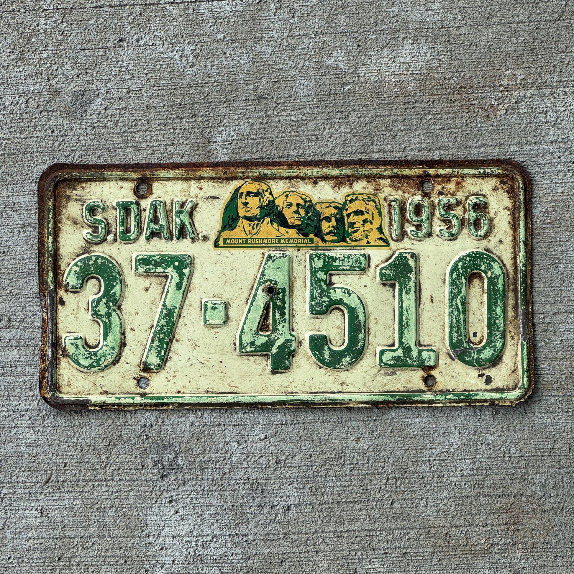 Photo of a 1956 South Dakota License Plate Auto Tag Garage Decor Vintage Hutchinson 37 4510