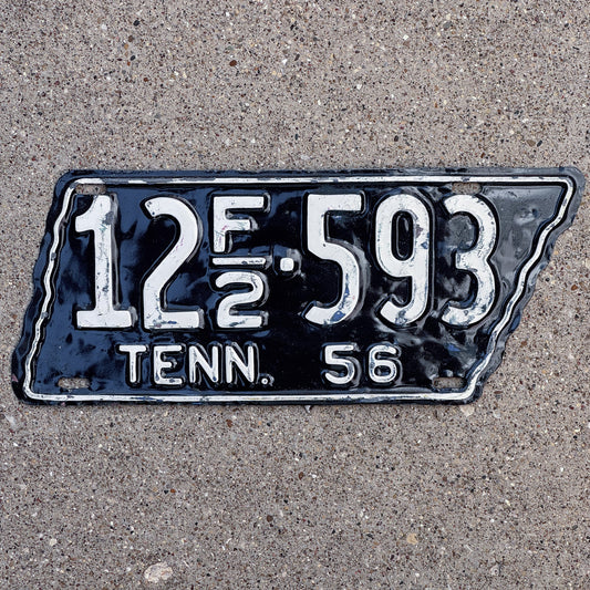 Photo of a 1956 Tennessee Farm License Plate Auto Tag Garage Decor Vintage State Shape 12 F2 593